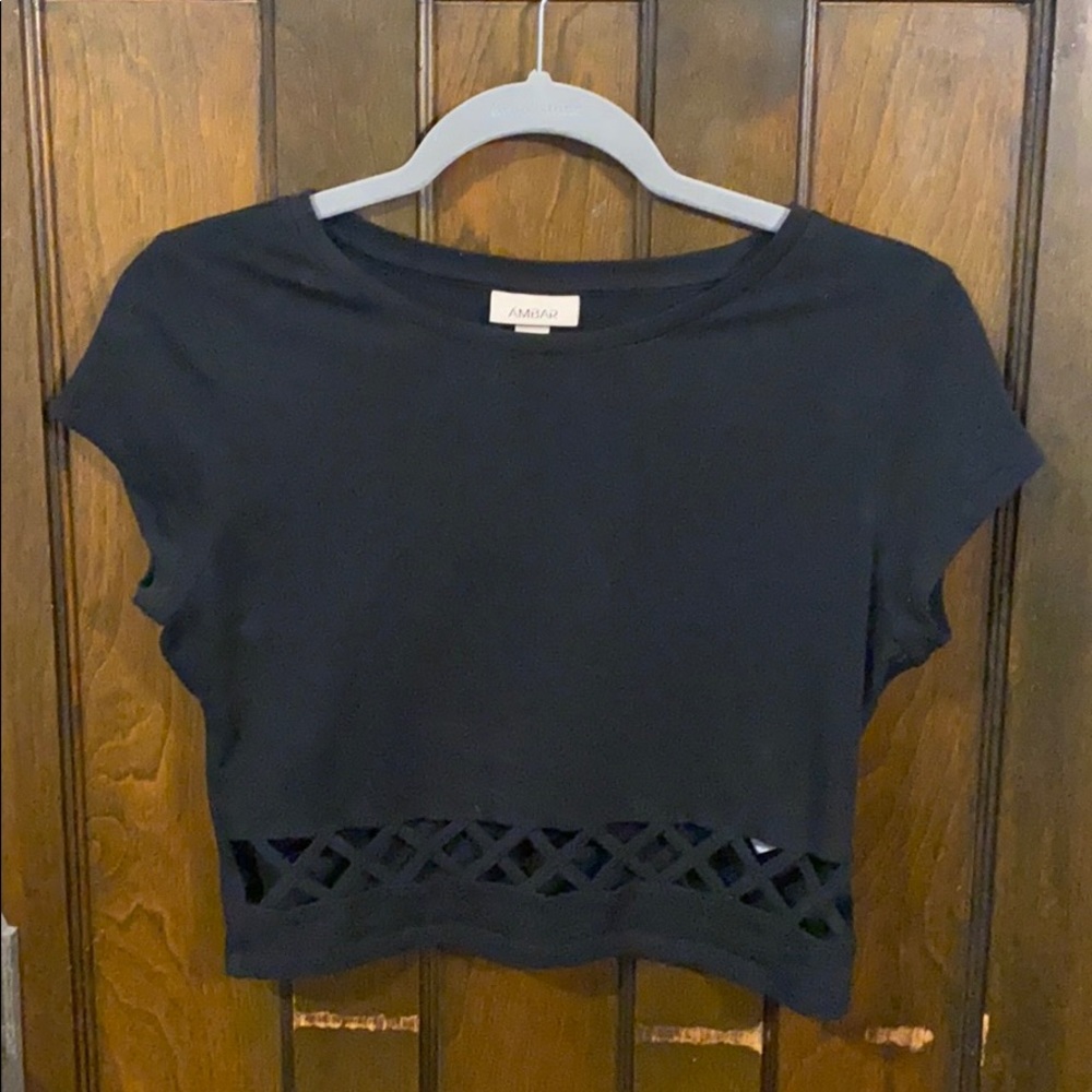 Ambar Black Lattice Cutout Crop Top